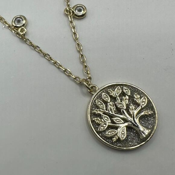 Tree of Life Pendant Gold tone Chain 18" Necklace CZ Unbranded - Picture 5 of 9